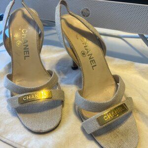 Chanel strap linen sandals